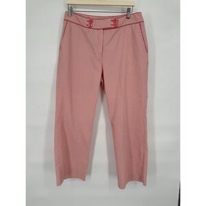 Patchington Pants Womens Cotton Blend Sz 12 Red White Striped Sear Sucker